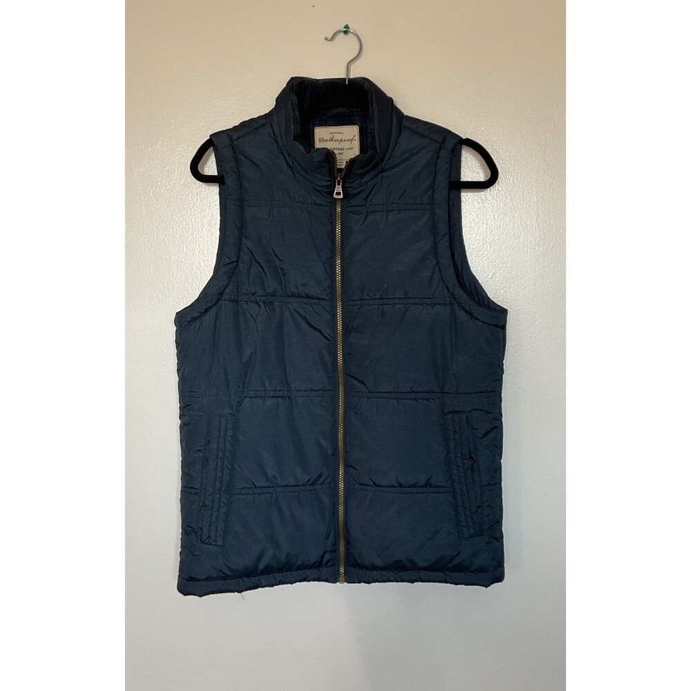 WEATHERPROOF VINTAGE | Vest Dark Blue Size Plaid Zipper | Size S